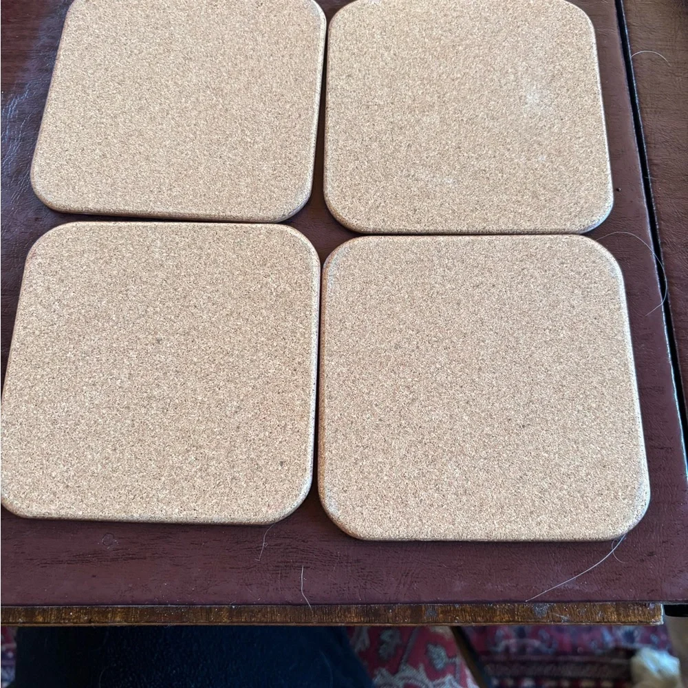 Williams Sonoma NWT Christmas toile cork backed Bird Coasters Set